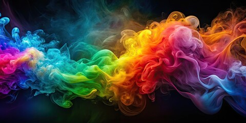 Canvas Print - Colorful abstract background with swirling smoke , vibrant, artistic, ethereal, dynamic, pattern, design, texture, backdrop