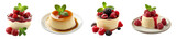 Vanilla panna cotta desserts with fresh berries gourmet indulgence transparent background