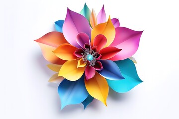 Wall Mural - Water lily paper origami on white isolated background.