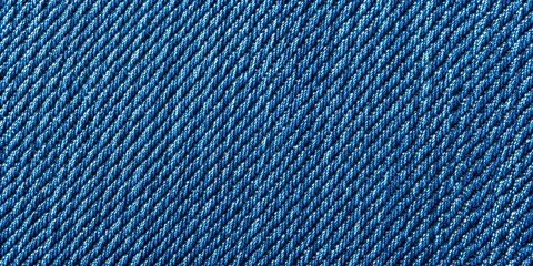 Poster - Close-up of blue denim fabric with classic twill weave , denim, fabric, blue, close-up, texture, twill, weave, classic