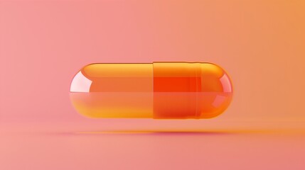 The transparent orange capsule pill on a clean background.