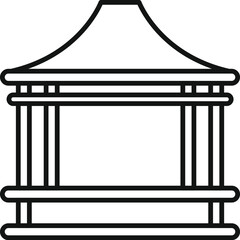 Poster - Line art icon illustration of a gazebo with a pointed roof standing on four pillars, perfect for representing outdoor relaxing spaces