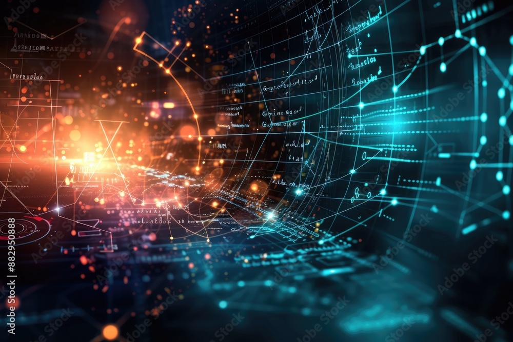 Digital glowing mathematical abstract A dynamic scientific formula ...