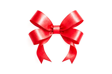 Sticker - Red Satin Bow Isolated on White Background