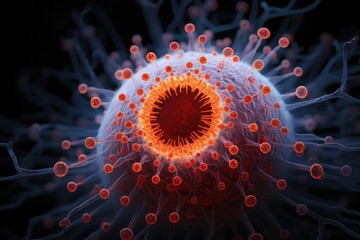 Poster - Spherical spiky microscopic organism A microscopic view of a virus particle