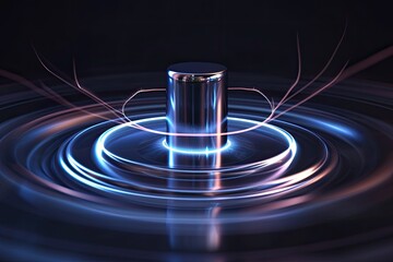 Poster - Ethereal purple plasma swirls An illustration of electromagnetic induction and Faradays law
