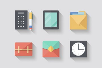 Leinwandbilder - Flat-designed office icons Flat design icon set for a business productivity app
