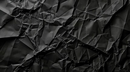 Wall Mural - Black crumpled paper texture with torn edges