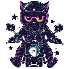 Sticker - t-shirt design, cartoon cat