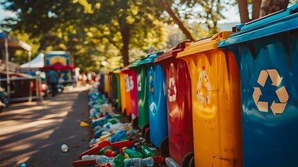 Wall Mural - Designated Waste Stations Promote Responsible Event Management and Sustainability