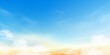© Anchalee - Sky blue with cloud background ,Vector Horizon beach sunset with yellow color on spring,Panorama beautiful Nature morning sunrise sky in sunny day Summer,Banner landscape background