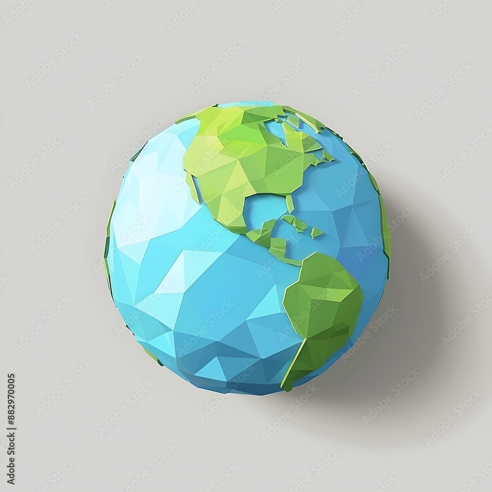 3d vector icon of earth globe with green and blue color, polygonal ...