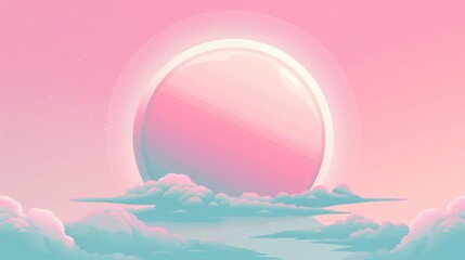 Canvas Print - a pink and blue sky with a large, round object in the middle