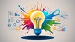 © ProDesigner - A conceptual illustration of a light bulb representing a clever thought and inventive breakthrough, signifying brilliant marketing strategy preparation and imaginative thinking in company
