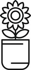 Sticker - Simple line icon of a sunflower growing in a pot, perfect for representing home gardening and plant care