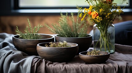 Sticker - A beautiful, handcrafted wooden bowl with a unique, charred finish. The bowl is perfect for displaying plants or other decorative items.  