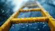 © Tanongsak - Tipping Ladder in Rain, A ladder tipping in the rain, symbolizing the added danger of weather conditions