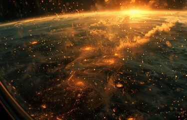 Wall Mural - earth and space in the space, science and fiction art.