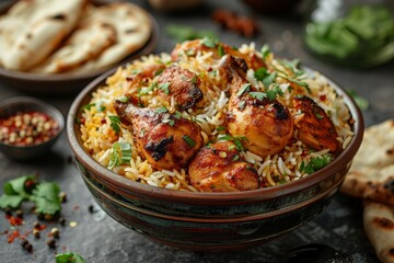 Wall Mural - rice with vegetables and chicken