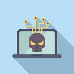 Poster - Illustration depicting the concept of cybercrime with a skull on a laptop screen