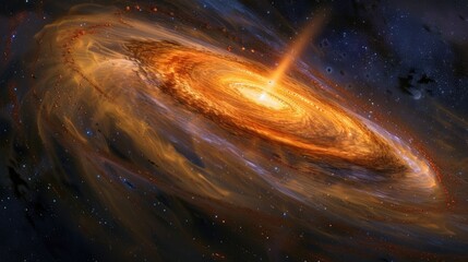Wall Mural - Glowing black hole emitting light in the universe with stars around.
