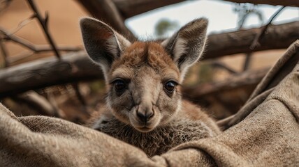 Wall Mural - Side view of kangaroo standing on field,Hamilton Island,Australia