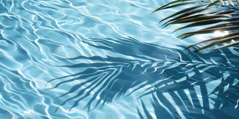 Wall Mural - Palm tree reflection in calm water with dark shadow