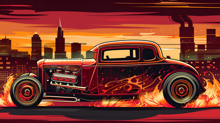 Canvas Print - america car hot rod