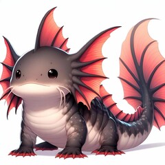 Wall Mural - ai generated illustration of a cute whimsical fantasy monster on a white background