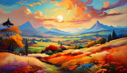 Wall Mural - sunrise in the mountains