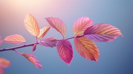 Wall Mural - leaves on blue sky