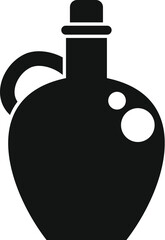 Sticker - Black silhouette of a bottle with cork lid containing liquid with bubbles