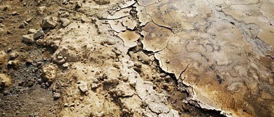 Cracked Dry Earth Surface Near A Riverbed