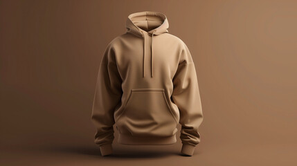 Sticker - mockup blank brown hoodie with mannequin, brown background, Ai generated Images