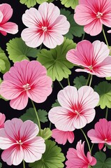 Wall Mural - geranium flowers theme background for banner or invitation card illustration art design