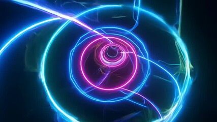 Wall Mural - futuristic neon spiral light vortex in dark ambiance