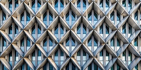 Canvas Print - Abstract steel pattern on modern building facade, steel, pattern, architecture, exterior, facade, artistic, background