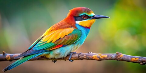 Wall Mural - Beautiful close-up image of a colorful bird perched on a branch in the wild, nature, wildlife, avian, feathers, flying