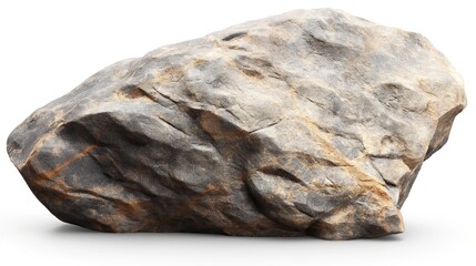 Wall Mural - close up side view on one single rock on white background