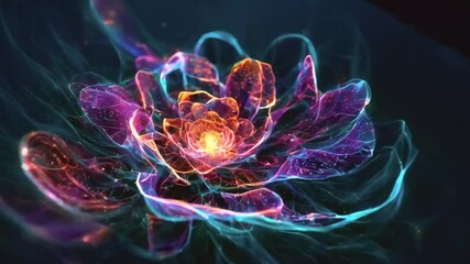 Wall Mural - Abstract Glowing Flower With Vibrant Neon Colors And Intricate Details