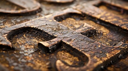 Wall Mural - Close-Up of Vintage Wooden Printing Blocks