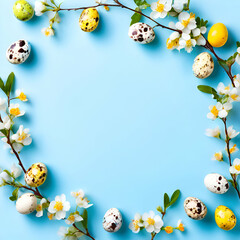 Wall Mural - frame of flowers and eggs