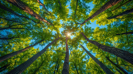 Canvas Print - Sunbeams Through Lush Forest Canopy