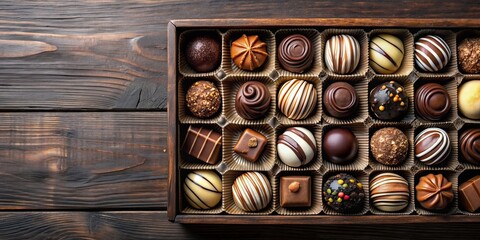 Wall Mural - Box of assorted chocolate candies , chocolate, sweets, treats, dessert, indulgence, assortment, gourmet, confectionery, delicious