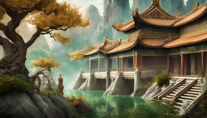 Canvas Print - chinese temple at night