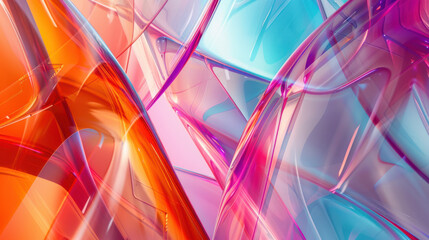 Poster - close up horizontal colorful shiny transparent wavy layers abstract background