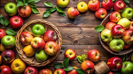 Canvas Print - Assortment of different varieties of fresh apples, apple, fruit, healthy, organic, red, green, yellow, food, delicious, natural