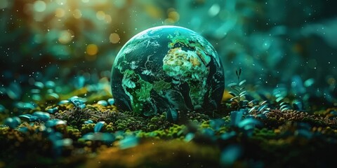 Wall Mural - Earth Globe in Lush Green Nature