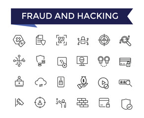 Wall Mural - fraud and hacking line icons set with editable stroke collection for web and ui. line icons pack. ve