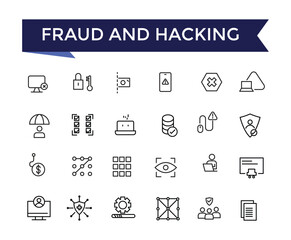 Wall Mural - fraud and hacking line icons set with editable stroke collection for web and ui. line icons pack. ve